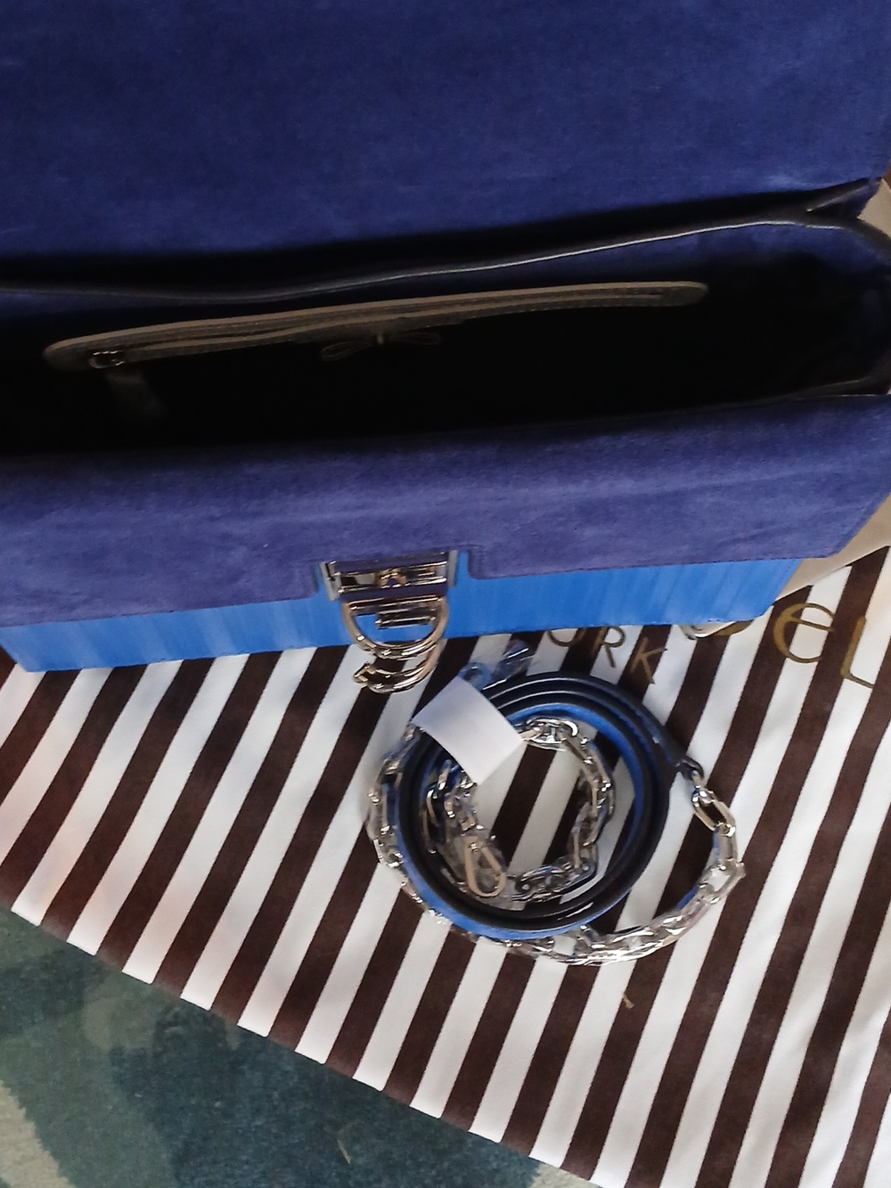 henri bendel Nwot Bold Blue Plaza Top-Handle Satchel - Picture 8 of 10